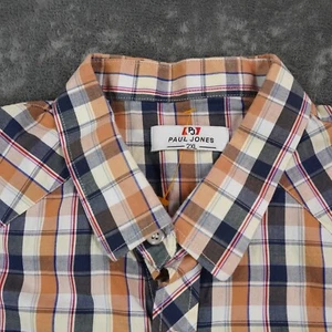 Paul Jones Shirt Mens XXL Orange Plaid Button Up Western Pocket Cowboy Rodeo - Picture 1 of 8
