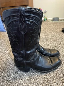 JP Western Cowboy Black Boots Mens Size 9 Oil Resistant Pull On Mid Calf Barn - Picture 1 of 9