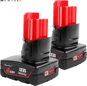 2 Pack 12V 6A Replacement Battery Compatible with Milwaukee 6.0Ah Power Tools - Picture 1 of 7