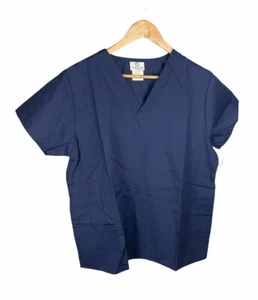 New Fundamentals Scrub Top Solid Blue Size M Free US Shipping - Picture 1 of 4