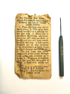 Per-Fect Hosiery Run Mender with Instructions & Needle VTG 1945-50's - Picture 1 of 2