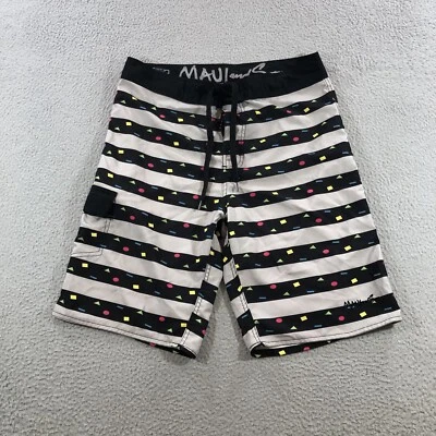 Bermuda masculina maui and sons 34 preta branca logotipo - Imagem 1 de 4