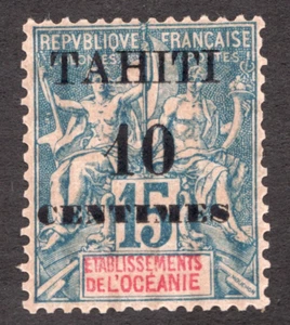 1903 Tahiti French Polynesia 10¢ on 15¢ Peace & Commerce, Coat of Arms MH Cv$11 - Picture 1 of 1