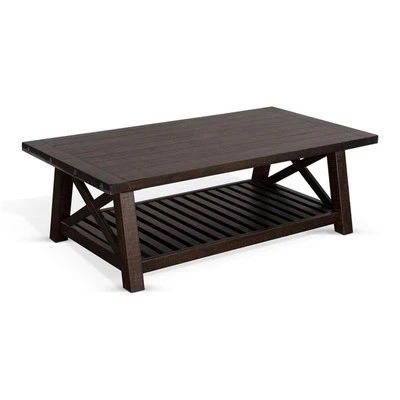 Mesa de centro Sunny Designs Vivian 52" de madera de caoba de granja en marrón oscuro Foto 1 de 4