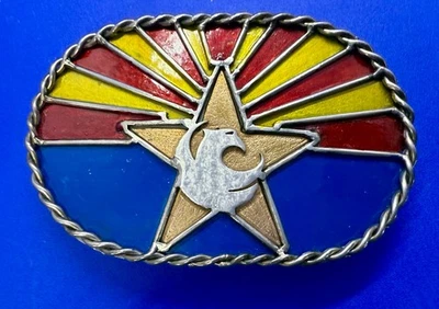 Эмалированная звезда флага штата Аризона РЕМЕСЛЕННИК ПОДПИСАННОЕ СООБЩЕНИЕ ПАПЕ пряжка ремня - Изображение 1 из 4