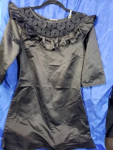 LOEFFLER RANDALL Black Cocktail Sheath Dress Size 6 Made in USA -Silk - Picture 1 of 5