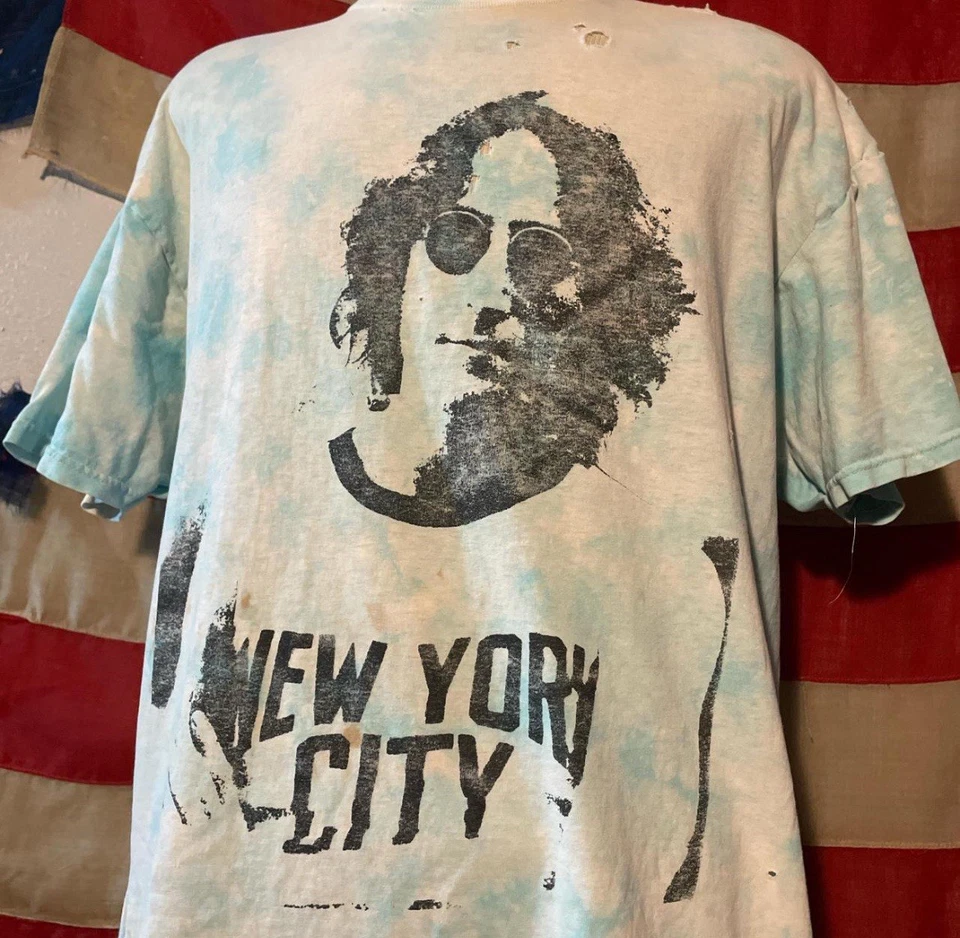 Vintage 90's John Lennon Tie Dye T Shirt sz XL Thrashed The Beatles - Image 1 of 4