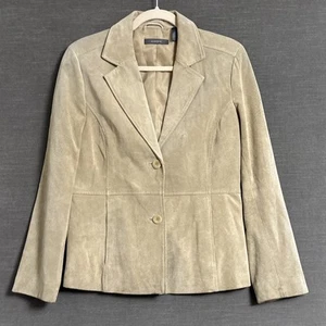 Vtg Liz Claiborne Jacket 12 Beige Suede Blazer Western Retro Minimalist y2k 90s - Picture 1 of 16