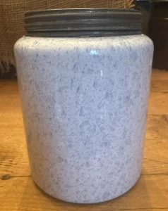 Frasco de café antiguo de granito color blanco gris azul - Imagen 1 de 7