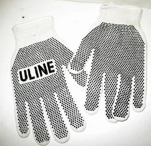 7 Pr ULINE PVC Dot Knit Ambidextrous Gloves Double-Sided, Black Dots , Medium - Picture 1 of 4