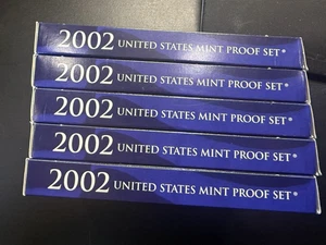 Five Sets - 2002 S United States Mint 10 Coin  Proof Sets Original Box With COA - Picture 1 of 9