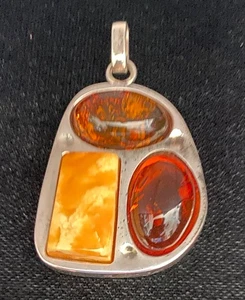 Baltic Amber & Sterling Silver Pendant, 2" - Picture 1 of 3