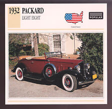 1932 Packard Light Eight (8) Coupé Roadster Auto Foto Datenblatt Stat Info KARTE