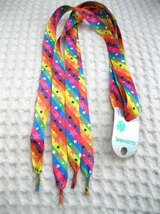 38" Rainbow Stripes Multi-Color Stars Rockabilly Punk Shoe laces Shoelaces-New! - Picture 1 of 1
