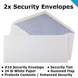 Security Envelopes (2 pcs) No. 10 Letter Envelope for Mail - Picture 1 of 2