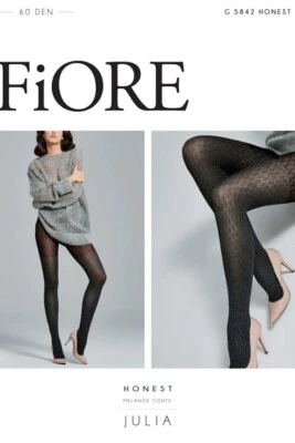 Fiore Honest designed luxury women's tights pantyhose 60 Den Black/melange - Image 1 of 4
