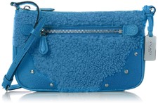 NWT $195 COACH SHEARLING SMALL RHYDER POUCHETTE PEACOCK LEATHER CROSSBODY 