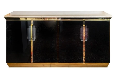 Mid-Century sideboard by Belgo Chome in the style of Maison Jansen, 1970s Cover