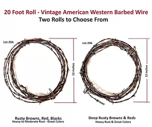 20 ft Old Vintage Rusty Barbed Wire Western Ranch Rustic Farmhouse Decor Wreath - Picture 1 of 7