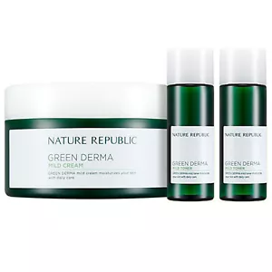 Nature Republic Green Derma Mild Cream 6.43oz Moisturizing Skin Toner Lotion Kit - Picture 1 of 12