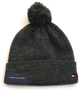 Tommy Hilfiger Charcoal Gray Knit Cuff Pom Beanie Skull Cap Adult One Size NWT - Picture 1 of 2