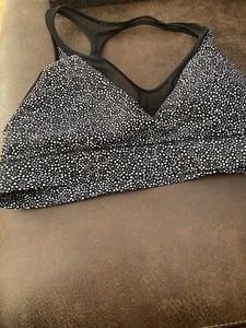 Lululemon Mesh Sz 6 Black White Daisy Flowers Swim Suit Sport Bra - Picture 1 of 2