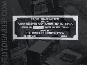 label plaque plaquette POSTE RADIO BC-654 TRANSMITTER T2 . jeep willys us ww2 - Picture 1 of 4