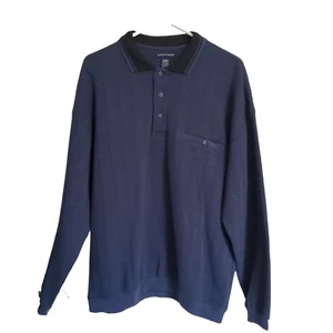 Vintage Knightsbridge Mens Blue Collared Shirt Size Large Ribbed Front Pocket - Picture 1 of 10