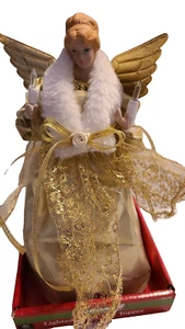 12" Lighted White & Gold Angel Christmas Tree Topper - 10UL Lights - Picture 1 of 3
