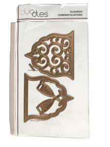 Juego de troqueles de metal Create and Craft Duo Flourish Felicitaciones de dos piezas  - Imagen 1 de 1