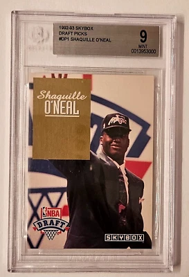 Shaquille O`Neal 1992-3 Skybox Draft Picks DP1 graded 9.0 Mint by Beckett - Image 1 of 2