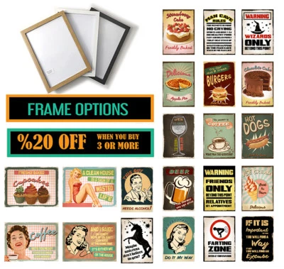 RETRO VINTAGE QUOTE POSTER Funny Prints Pub Home Wall Art * A3 A4 FRAMED OPTIONS - Image 1 of 3