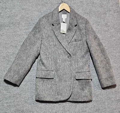 NWT H&M Coat Size XS Gray Wool Blend Single Breasted Peacoat Jacket Minimalist - Image 1 of 4