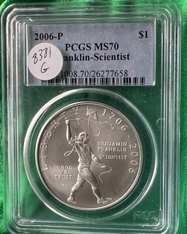 2006-P Ben Franklin Scientist Commemorative Dollar PCGS MS70 Cover