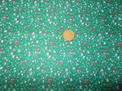 Quilting Fabric Calico 1/2 Yard Green Vintage Peter Pan Fabric New Flowers - Image 1 of 4