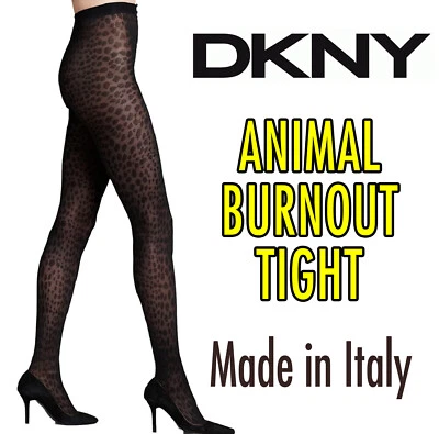 DKNY Made in Italy Animal Burnout Tight Fashion Tights, Brown Small/Petite - Image 1 of 2
