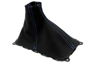 Manual Shift Boot Cover Carbon Fiber for Ford Mustang GT 2010-2014 Blue Stitch - Picture 1 of 11