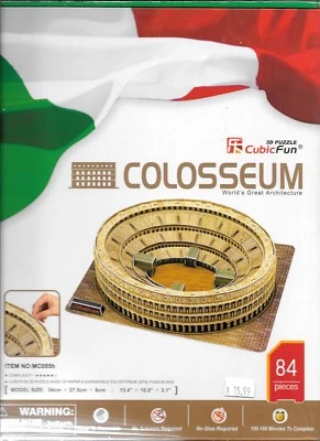 Puzzle Architettura 3D Cubic Fun COLOSSEO, 84 Pezzi, Complessità 5 Scala 1-6 - Immagine 1 di 2