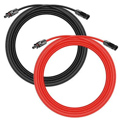 1 Pair 6mm² Solar Panel Extension Cable Wire Black&Red Connector PV Cable UK - Image 1 of 4
