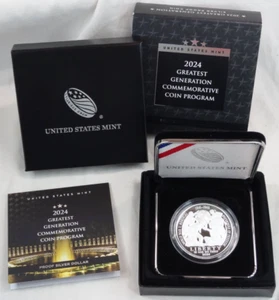 2024-P Greatest Generation Commemorative Proof Silver Dollar US Mint $1 OGP COA - Picture 1 of 5