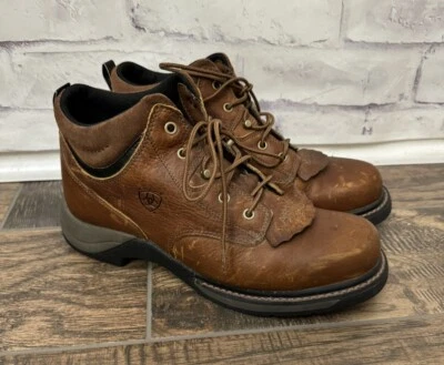 Ariat Brown Leather Lace Up Work Boots Women’s Size 8B Steel Toe 31460 Shoe - Image 1 of 4