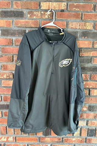 Nike Dri Fit NFL Philadelphia Eagles On Field 1/4 Zip Pullover Men XXL Black Cover