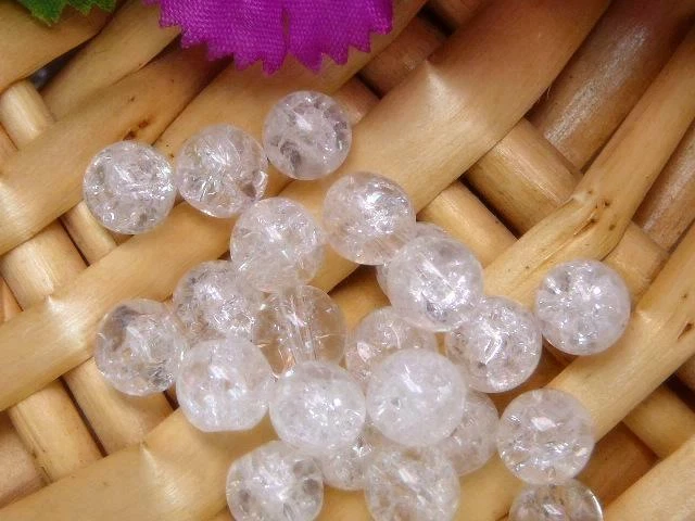 Crackle Glass 8mm Round Beads, For Jewellery Making, Blue or White or Amber - Image 1 of 1