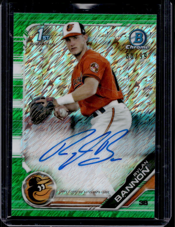 2019 Bowman Chrome Rylan Bannon Green Shimmer Refractor Prospect Auto #80/99