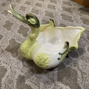 Hull USA pottery Bird Swan Goose loon Large “69” Vintage Green EUC Planter - Picture 1 of 20