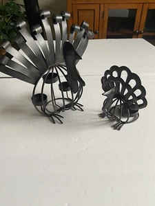 Turkey Tea Light Holders Lightweight Metal Brown Seasonal Home Decor X2 - Picture 1 of 7