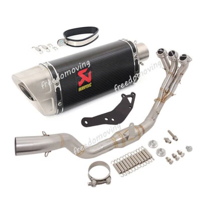 For Yamaha Tracer 9 /9GT 2021-2023 Full Exhaust System Carbon Fiber Muffler Tips - Image 1 of 4