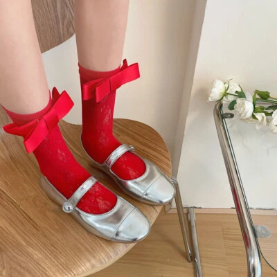 1 Par Damas Calcetines de Encaje Lazo Verano Fiesta Baile Vacaciones Lolita Niñas Moda Foto 1 de 4