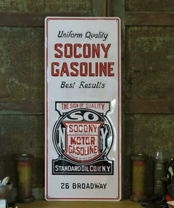 BIG Socony Motor Gasoline Sign Standard Oil Co Vintage Style Wall Decor 23 1/2" - Picture 1 of 7