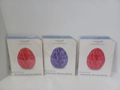 NEW Lot of 3 Celebrate It Easter Honeycomb Eggs Decor - Image 1 of 3